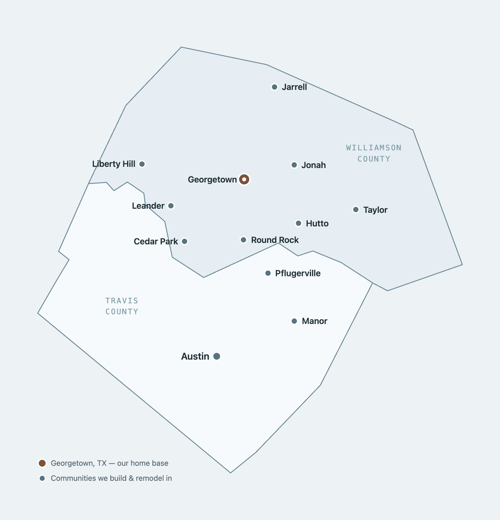service area map card selection for Flenn Homes